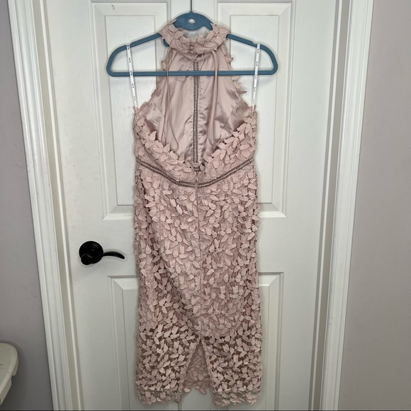 Bardot Halter Light Pink Lace Midi Dress - Picture 5 of 10